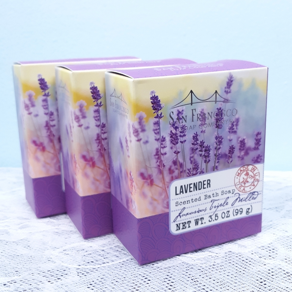 3 Discontinued San Francisco Soap Company Lavender Floral Bar Set 722030525000